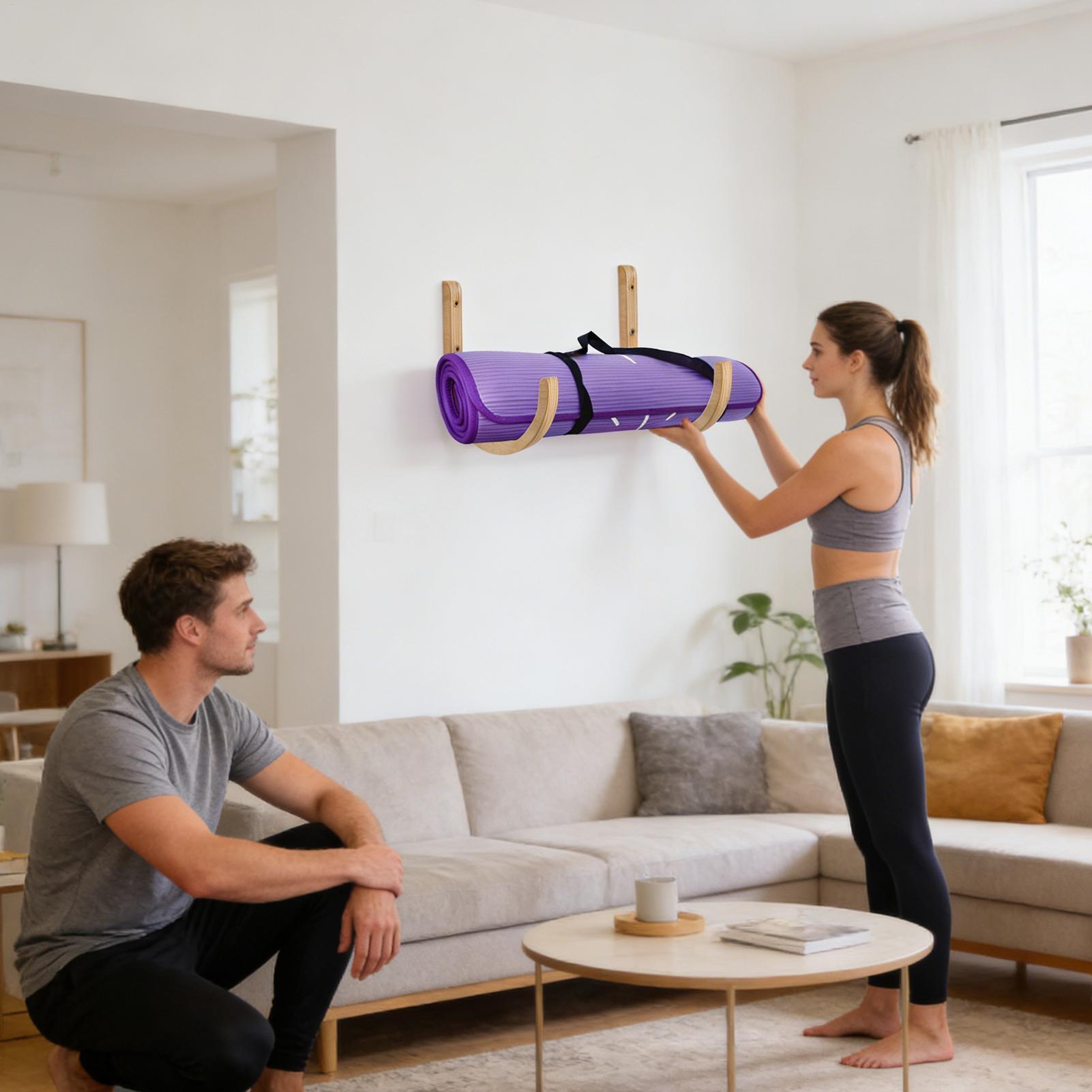 Home Gym Folding Rack - Organizer Matras Yoga 2 Buah Kayu