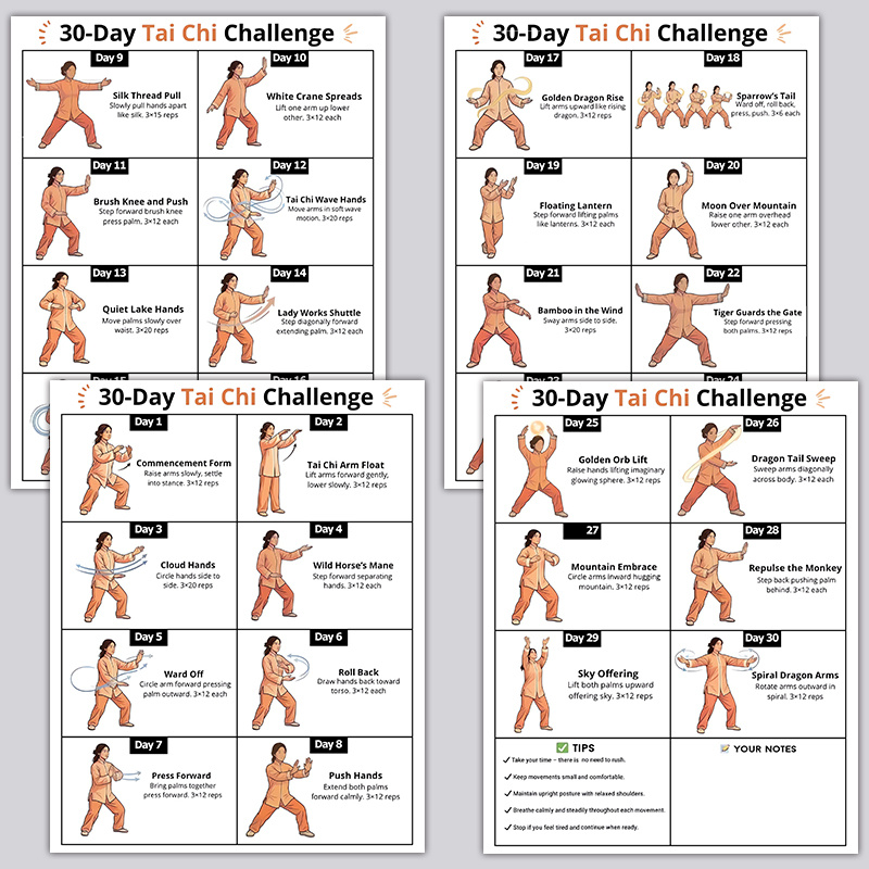 Home Gym Routine - 4 lembar Panduan Latihan Tantangan Tai