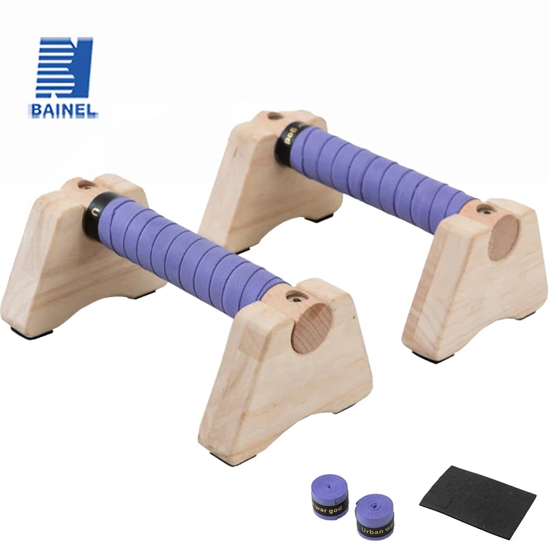 Push Up Stand Bar - Stan Push-up kayu tidak licin pegangan